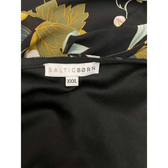 Baltic Born XXXL Black Floral Kimono Wrap Maxi Dress Belted V-Neck Polyester - Picture 9 of 12